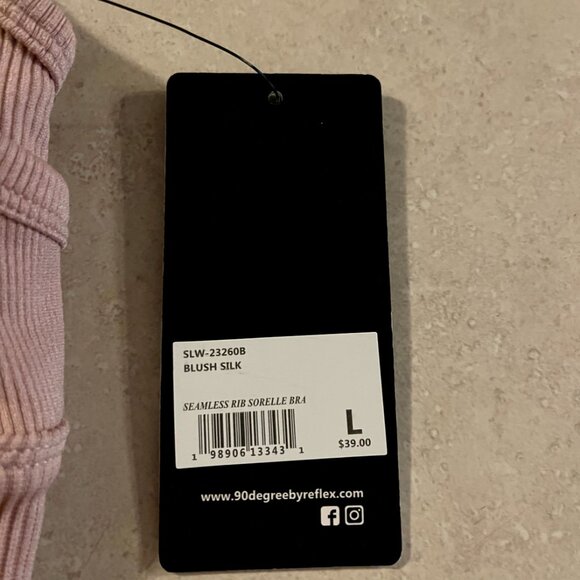 NWT 90 degree by reflex sports bra seamless rib sorelle bra Size large blush - Picture 4 of 8